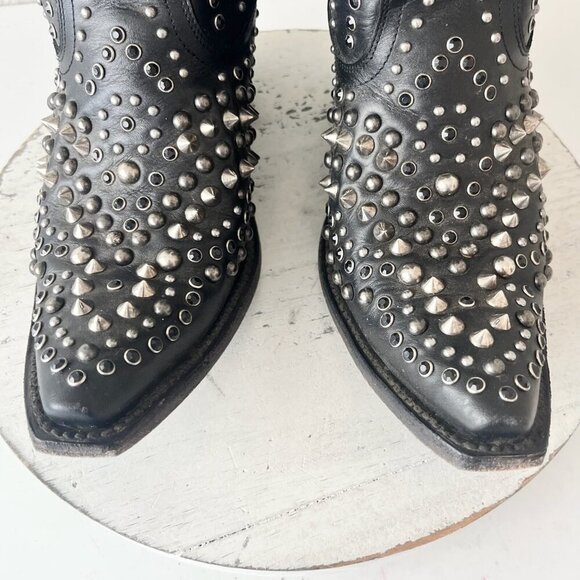 Lane DOLLY Womens Cowboy Bootie 9.5 Black Western Cowgirl Short Boots Bling Stud - Picture 6 of 11